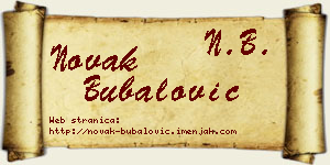 Novak Bubalović vizit kartica